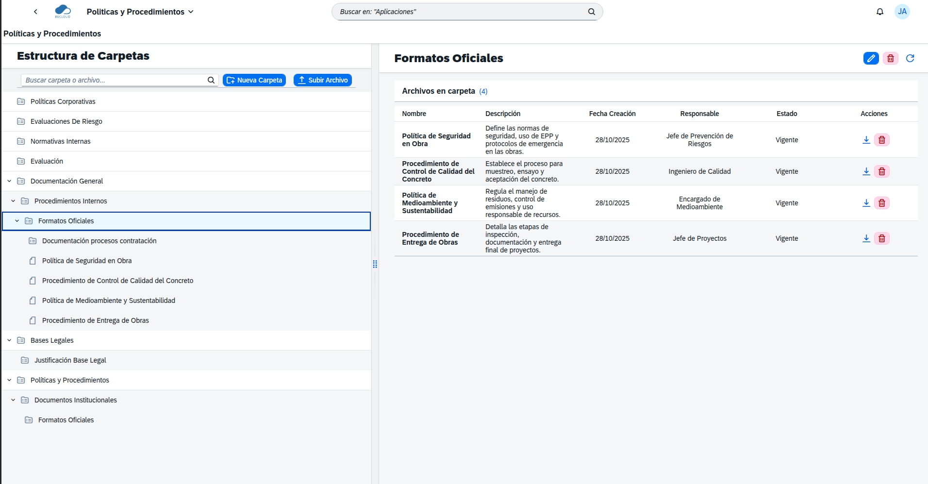 Dashboard de Políticas y Procedimientos